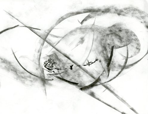 "Analytical Abstraction #51" 11"X8.5" sumi ink, acrylic, charcoal on paper