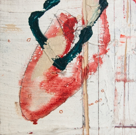 "Chipped" 4"X4" mixed media on wood panel